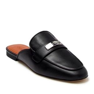 NEW COACH Shea Leather Mules Flats Slides Black